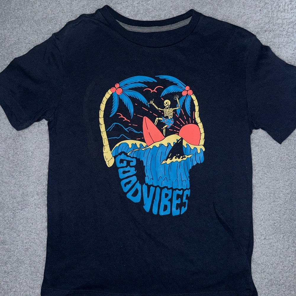 Old Navy Black Tee with Tropical Graphic